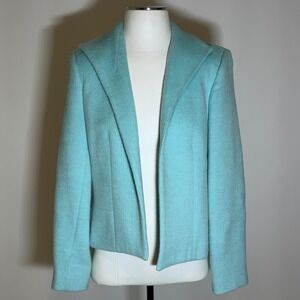 Vintage Harve Benard Wool Blend Blazer Jacket Aqua Womens Sz 8 Corporate Career
